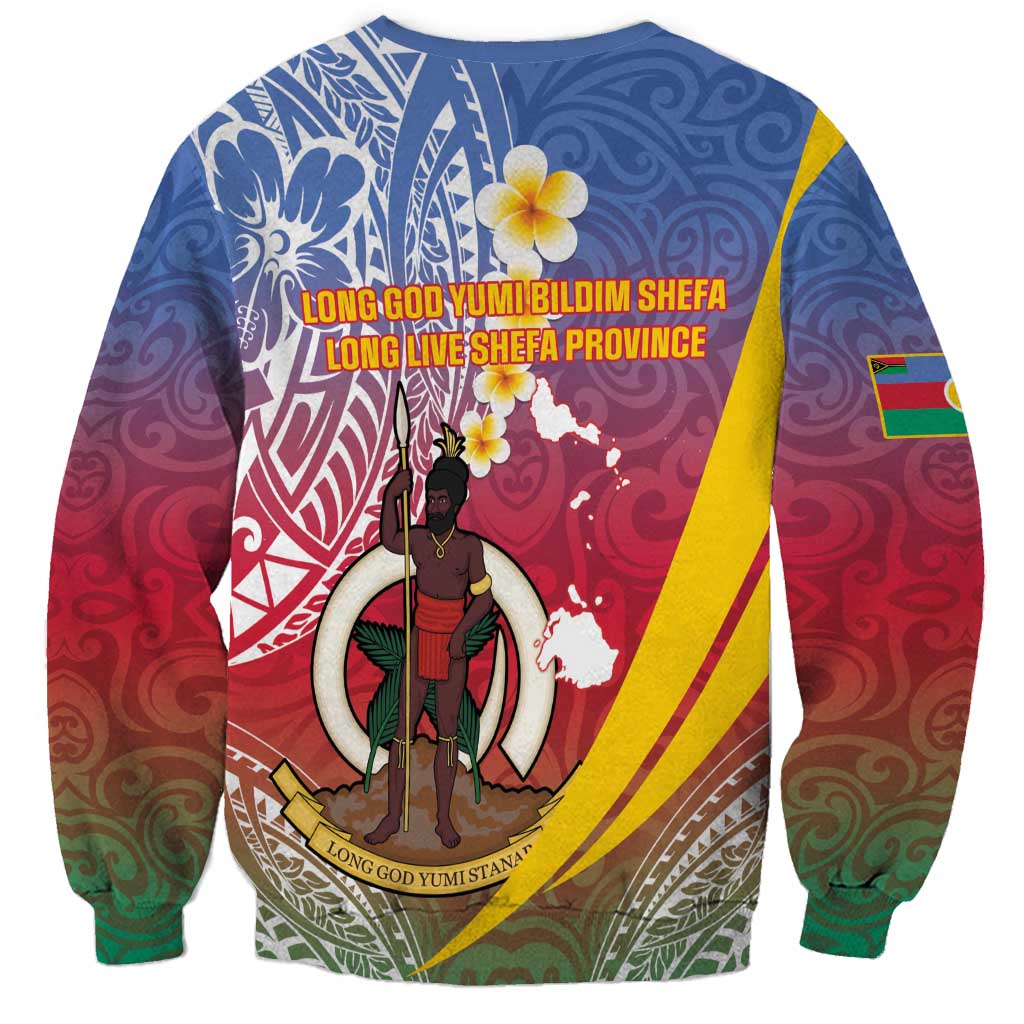 Shefa Province Sweatshirt Vanuatu Pattern Map - Plumeria Flag Color LT14 - Polynesian Pride