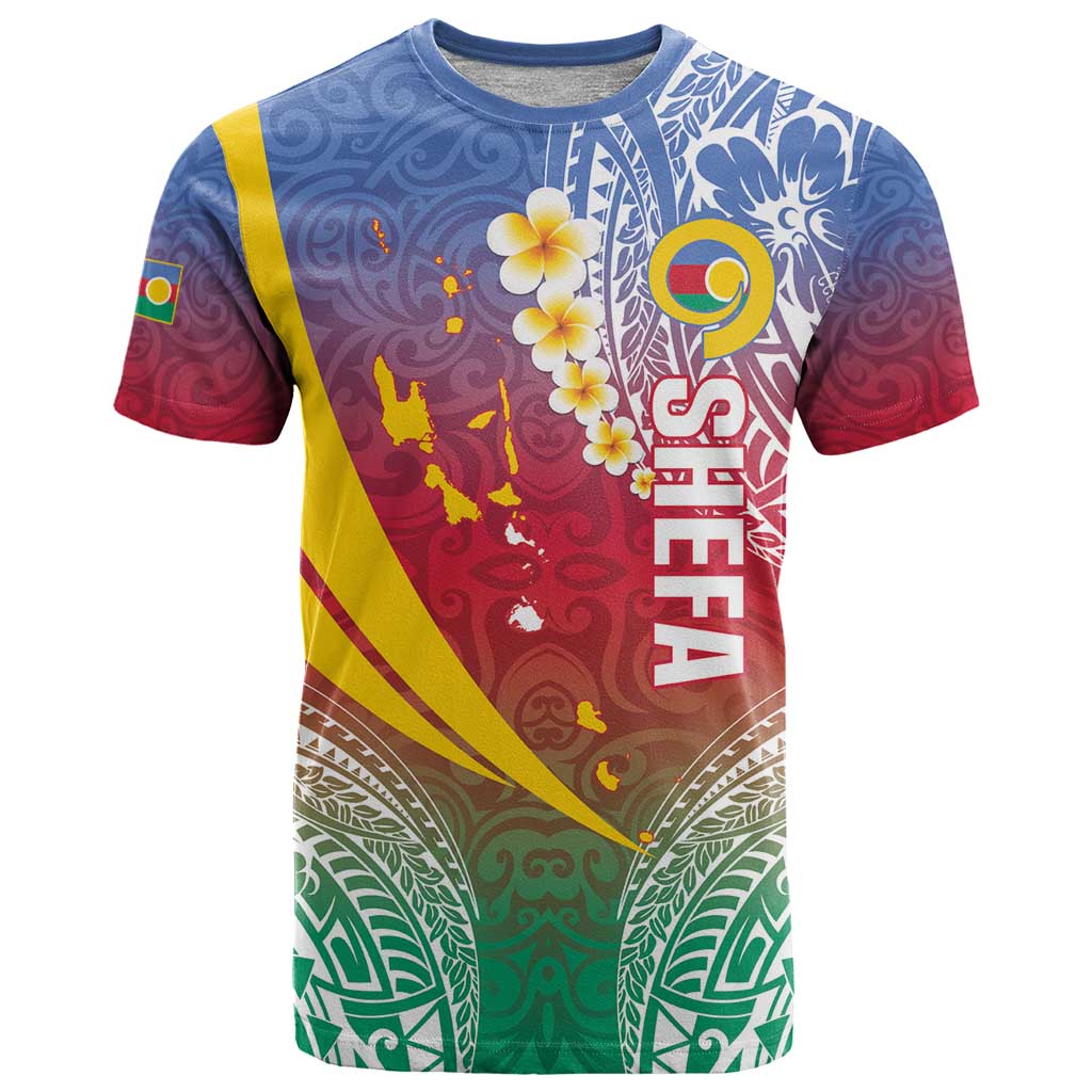 Shefa Province T Shirt Vanuatu Pattern Map - Plumeria Flag Color LT14 Red - Polynesian Pride