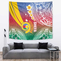 Shefa Province Tapestry Vanuatu Pattern Map - Plumeria Flag Color LT14 Red - Polynesian Pride