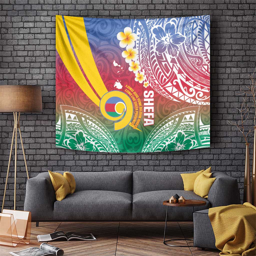 Shefa Province Tapestry Vanuatu Pattern Map - Plumeria Flag Color LT14 - Polynesian Pride