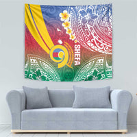 Shefa Province Tapestry Vanuatu Pattern Map - Plumeria Flag Color LT14 - Polynesian Pride
