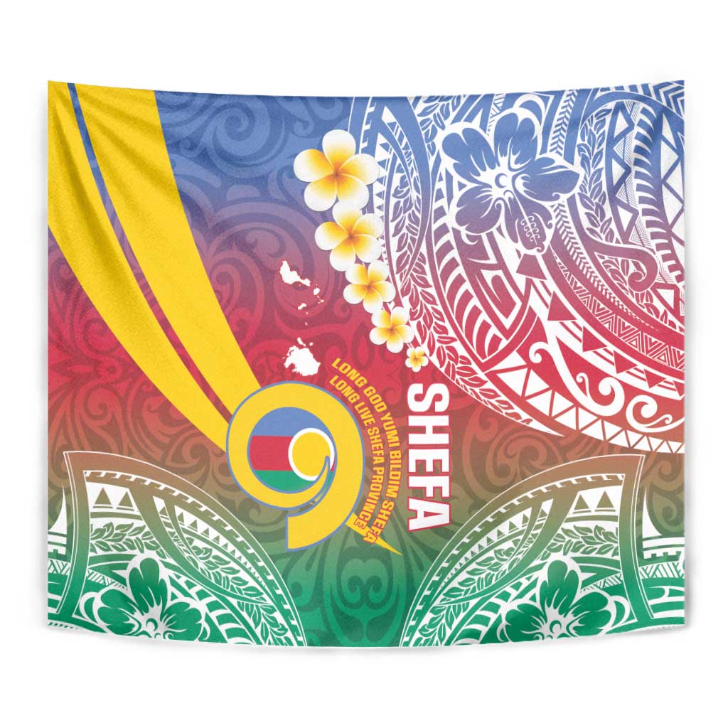 Shefa Province Tapestry Vanuatu Pattern Map - Plumeria Flag Color LT14 - Polynesian Pride
