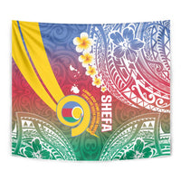 Shefa Province Tapestry Vanuatu Pattern Map - Plumeria Flag Color LT14 - Polynesian Pride