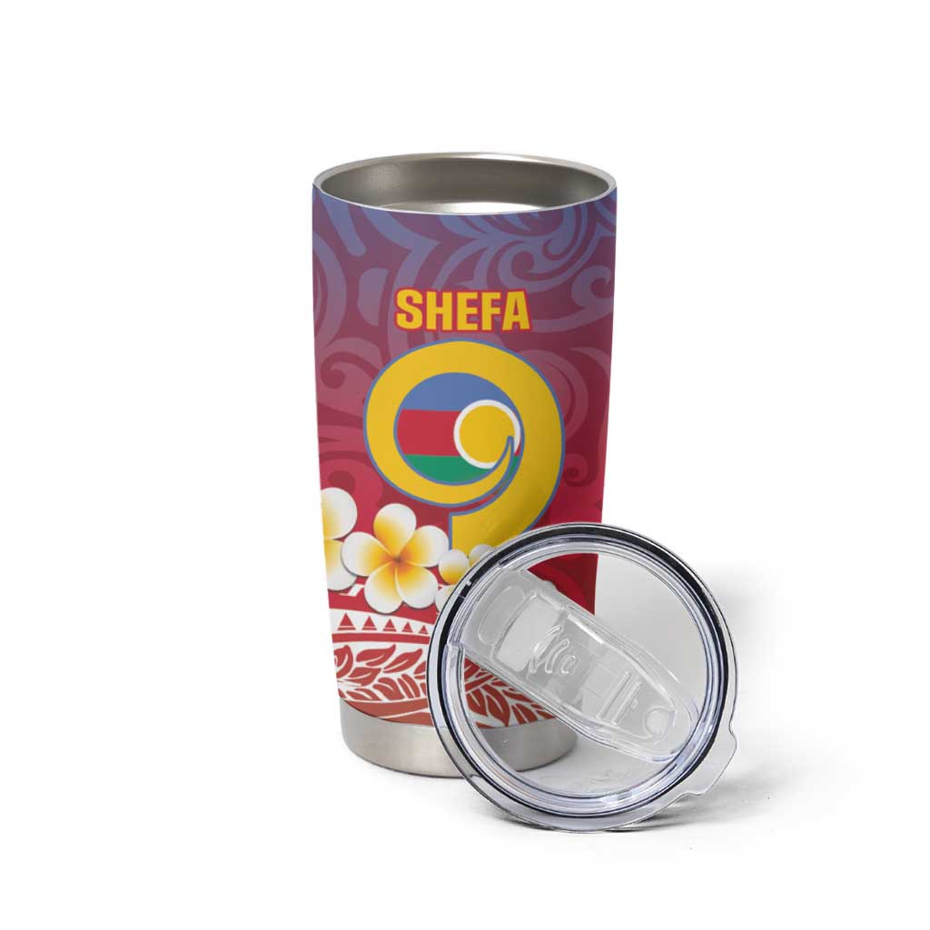 Shefa Province Tumbler Cup Vanuatu Pattern Map With Plumeria Flag Color LT14 - Polynesian Pride