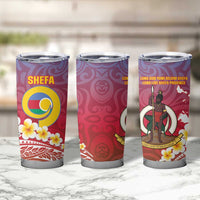 Shefa Province Tumbler Cup Vanuatu Pattern Map With Plumeria Flag Color LT14 - Polynesian Pride