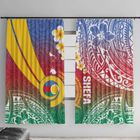 Shefa Province Window Curtain Vanuatu Pattern Map - Plumeria Flag Color LT14 With Hooks Red - Polynesian Pride