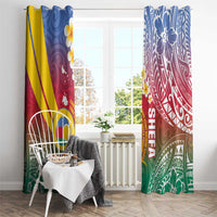 Shefa Province Window Curtain Vanuatu Pattern Map - Plumeria Flag Color LT14 - Polynesian Pride