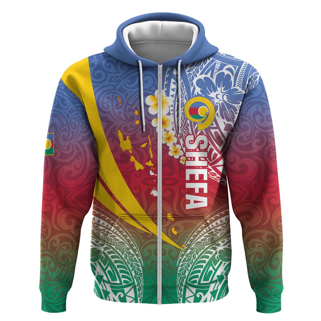 Shefa Province Zip Hoodie Vanuatu Pattern Map - Plumeria Flag Color LT14 Zip Hoodie Red - Polynesian Pride