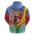 Shefa Province Zip Hoodie Vanuatu Pattern Map - Plumeria Flag Color