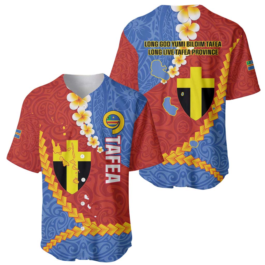 Tafea Province Baseball Jersey Vanuatu Pattern Map - Plumeria Flag Color LT14 - Polynesian Pride