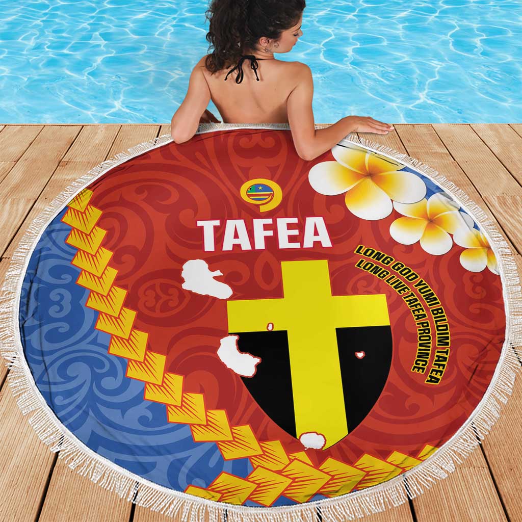 Tafea Province Beach Blanket Vanuatu Pattern Map - Plumeria Flag Color LT14 - Polynesian Pride