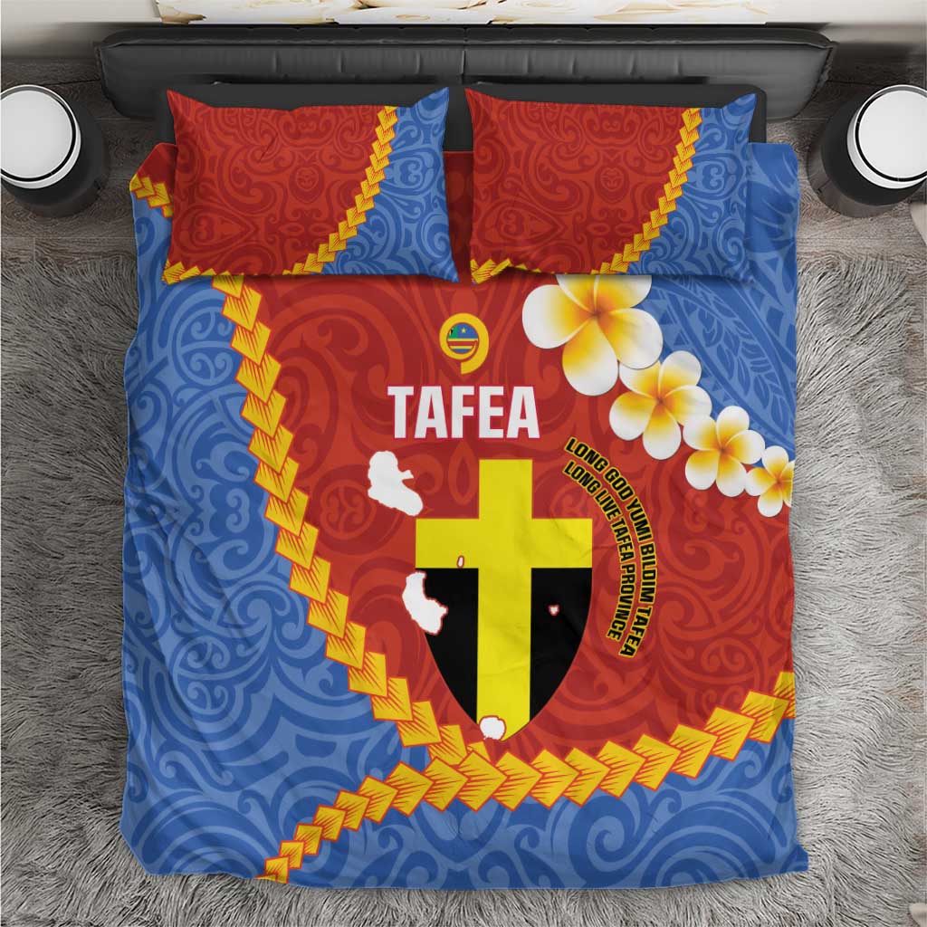 Tafea Province Bedding Set Vanuatu Pattern Map - Plumeria Flag Color