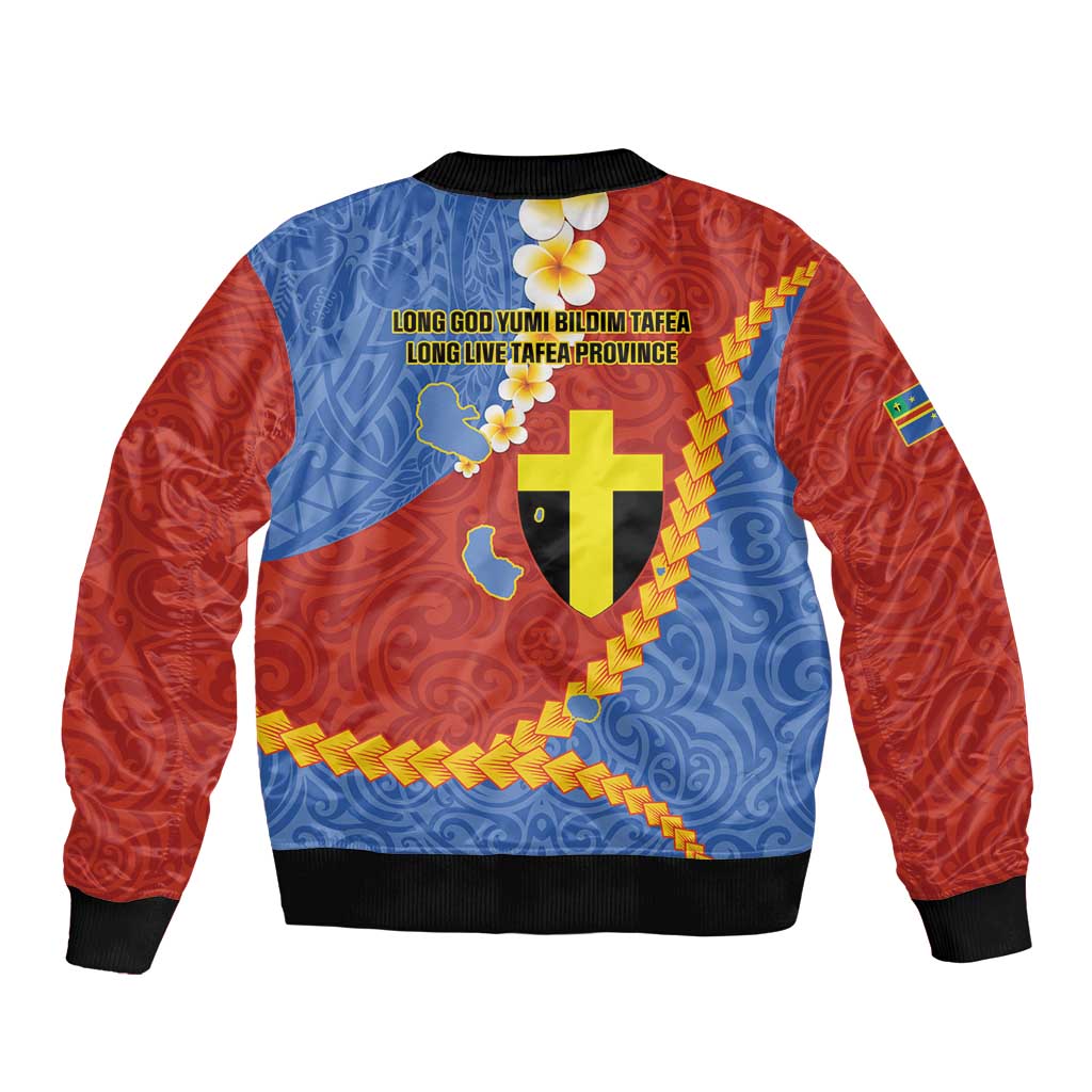 Tafea Province Bomber Jacket Vanuatu Pattern Map - Plumeria Flag Color LT14 - Polynesian Pride