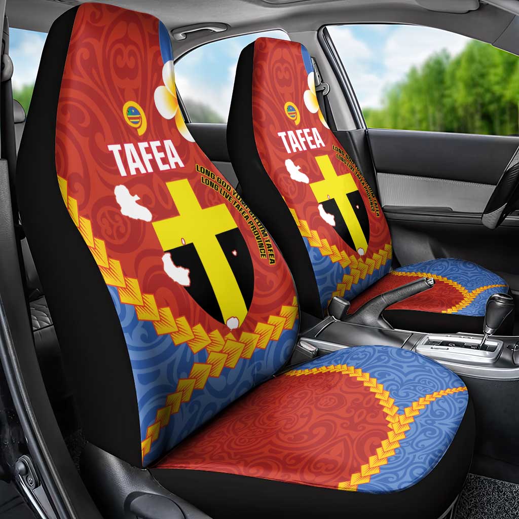 Tafea Province Car Seat Cover Vanuatu Pattern Map - Plumeria Flag Color LT14 - Polynesian Pride