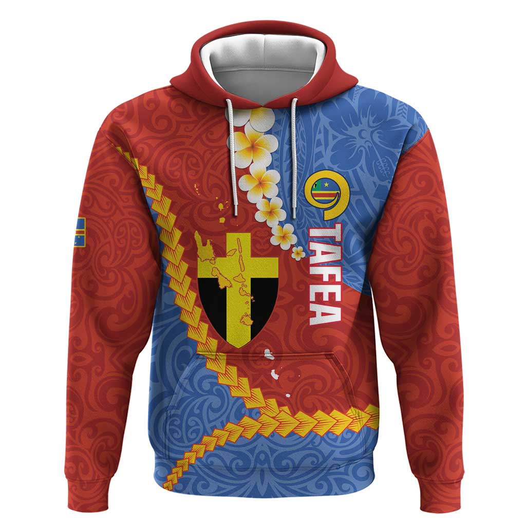 Tafea Province Hoodie Vanuatu Pattern Map - Plumeria Flag Color LT14 Pullover Hoodie Red - Polynesian Pride