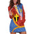 Tafea Province Hoodie Dress Vanuatu Pattern Map - Plumeria Flag Color