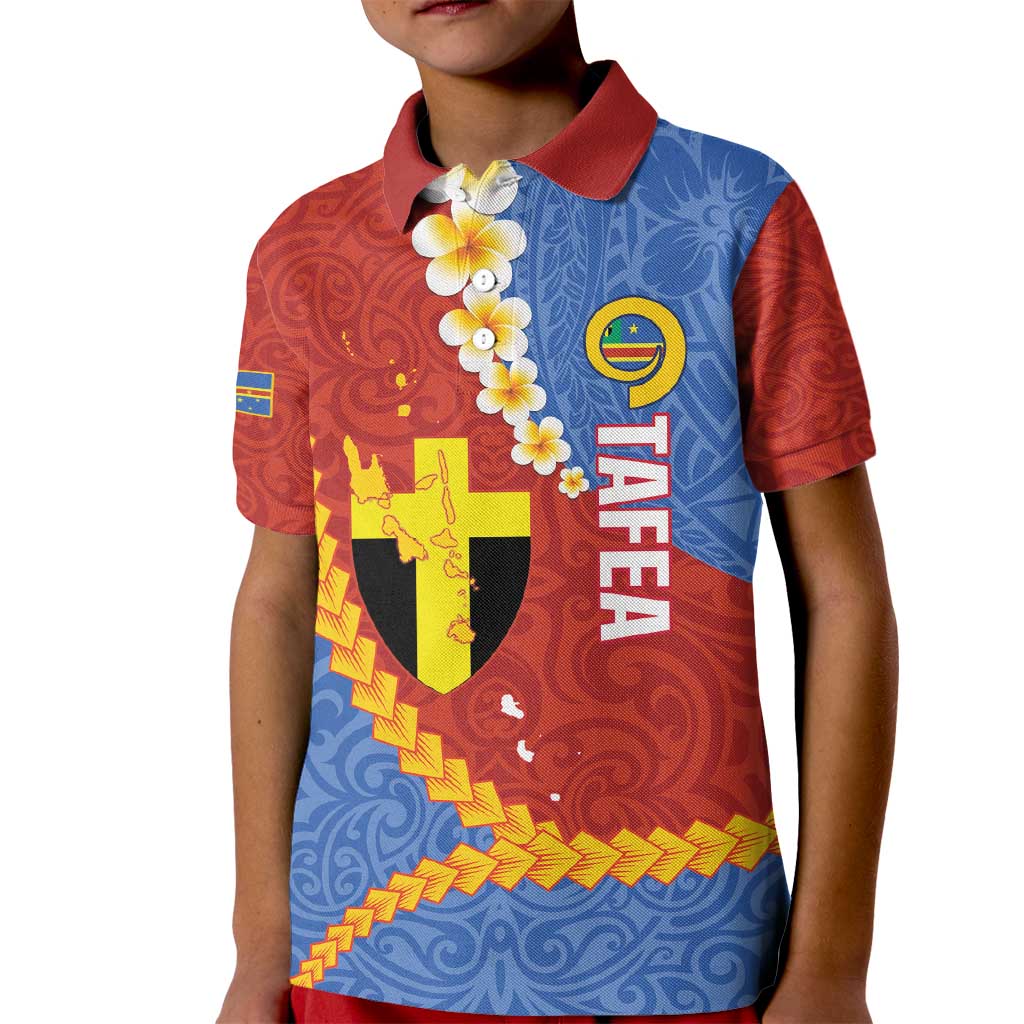 Tafea Province Kid Polo Shirt Vanuatu Pattern Map - Plumeria Flag Color LT14 Kid Red - Polynesian Pride