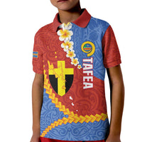 Tafea Province Kid Polo Shirt Vanuatu Pattern Map - Plumeria Flag Color LT14 Kid Red - Polynesian Pride
