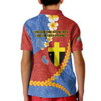Tafea Province Kid Polo Shirt Vanuatu Pattern Map - Plumeria Flag Color LT14 - Polynesian Pride