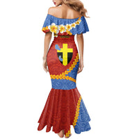 Tafea Province Mermaid Dress Vanuatu Pattern Map - Plumeria Flag Color LT14 - Polynesian Pride