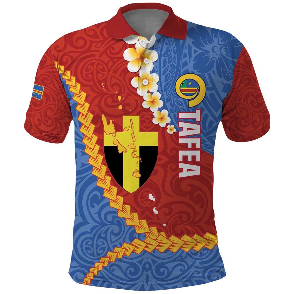 Tafea Province Polo Shirt Vanuatu Pattern Map - Plumeria Flag Color