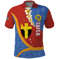 Tafea Province Polo Shirt Vanuatu Pattern Map - Plumeria Flag Color LT14 Red - Polynesian Pride