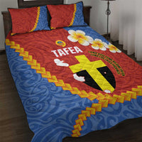 Tafea Province Quilt Bed Set Vanuatu Pattern Map - Plumeria Flag Color LT14 Red - Polynesian Pride