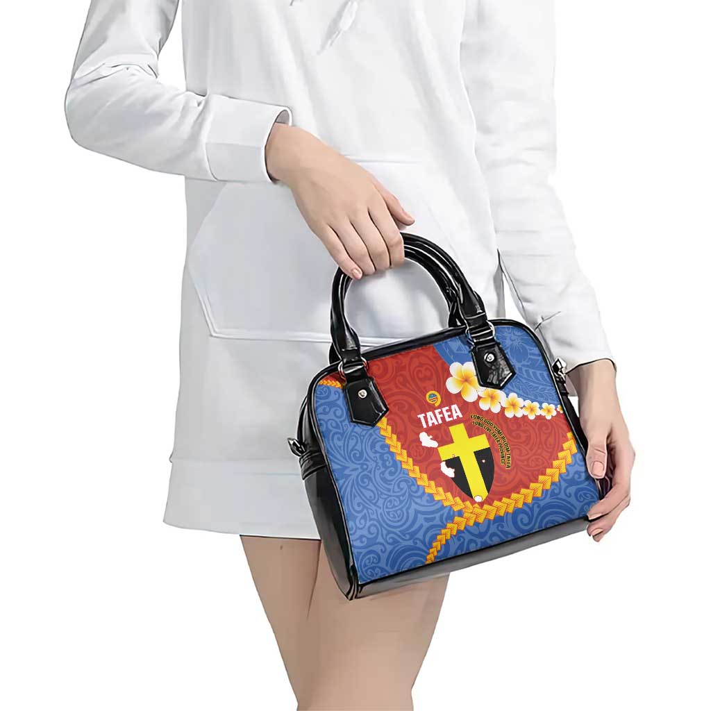 Tafea Province Shoulder Handbag Vanuatu Pattern Map - Plumeria Flag Color LT14 - Polynesian Pride