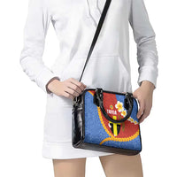 Tafea Province Shoulder Handbag Vanuatu Pattern Map - Plumeria Flag Color LT14 - Polynesian Pride