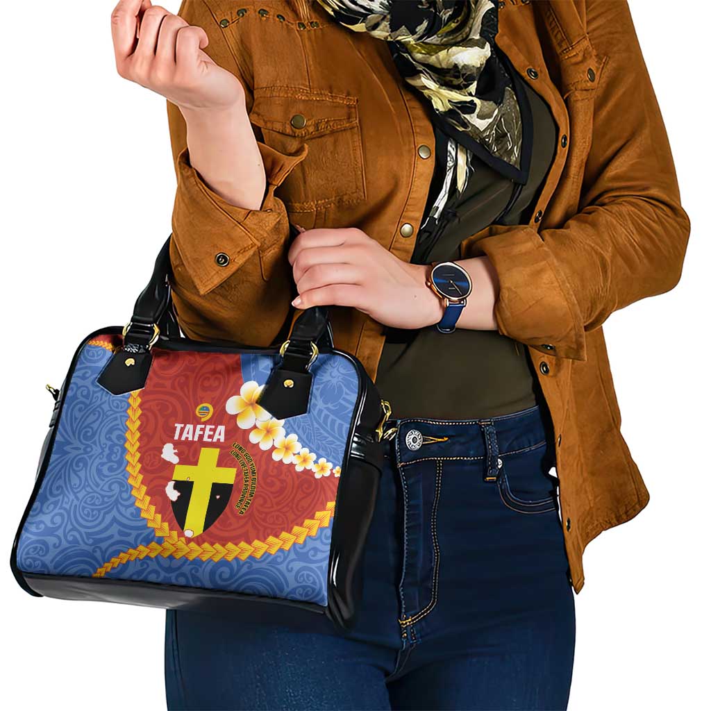 Tafea Province Shoulder Handbag Vanuatu Pattern Map - Plumeria Flag Color LT14 - Polynesian Pride