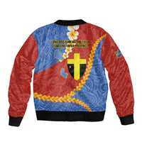 Tafea Province Sleeve Zip Bomber Jacket Vanuatu Pattern Map - Plumeria Flag Color LT14 - Polynesian Pride