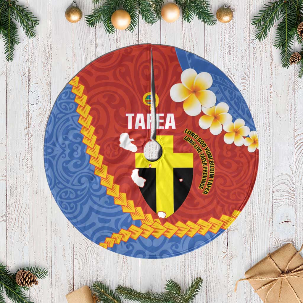 Tafea Province Tree Skirt Vanuatu Pattern Map - Plumeria Flag Color LT14 Casual Red - Polynesian Pride