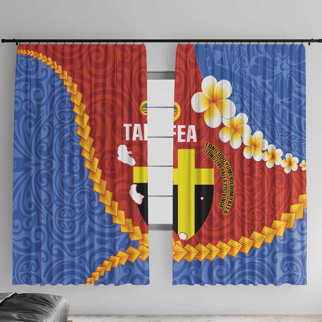 Tafea Province Window Curtain Vanuatu Pattern Map - Plumeria Flag Color LT14 With Hooks Red - Polynesian Pride
