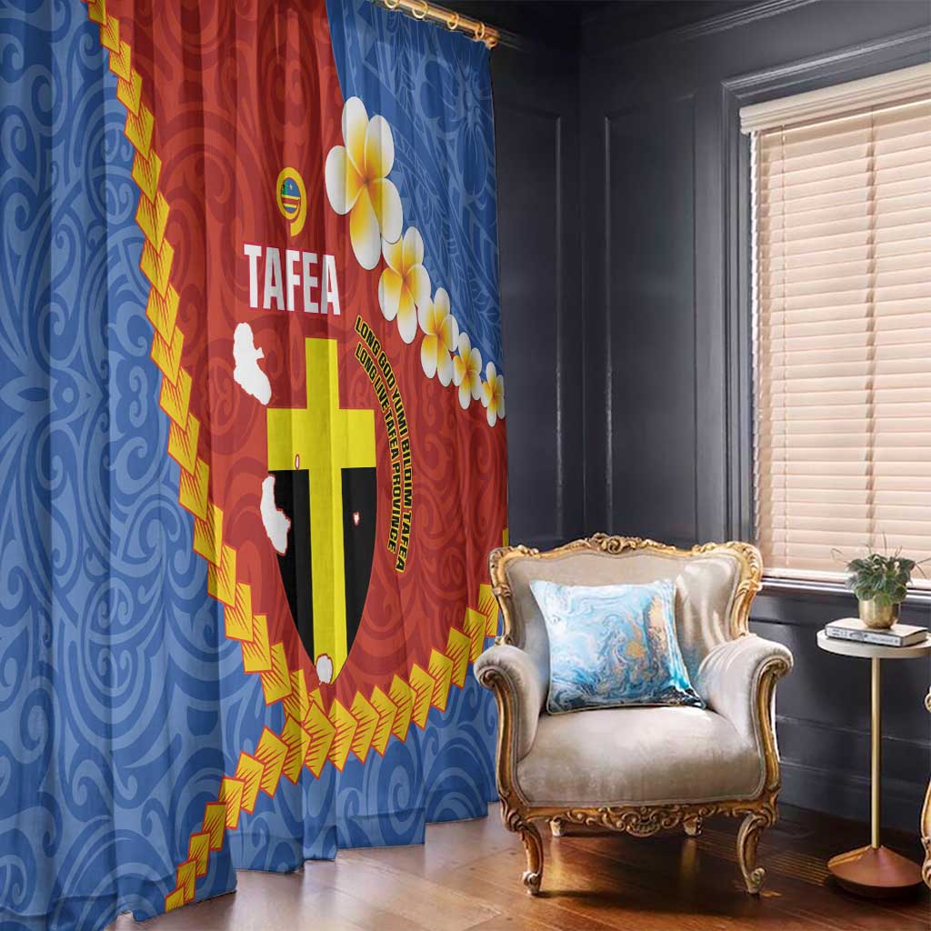 Tafea Province Window Curtain Vanuatu Pattern Map - Plumeria Flag Color LT14 - Polynesian Pride