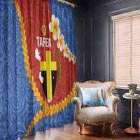 Tafea Province Window Curtain Vanuatu Pattern Map - Plumeria Flag Color LT14 - Polynesian Pride