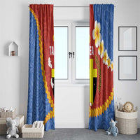 Tafea Province Window Curtain Vanuatu Pattern Map - Plumeria Flag Color LT14 - Polynesian Pride