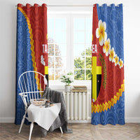 Tafea Province Window Curtain Vanuatu Pattern Map - Plumeria Flag Color LT14 - Polynesian Pride
