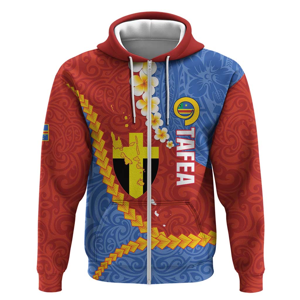 Tafea Province Zip Hoodie Vanuatu Pattern Map - Plumeria Flag Color LT14 Zip Hoodie Red - Polynesian Pride