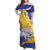 Torba Province Family Matching Off Shoulder Maxi Dress and Hawaiian Shirt Vanuatu Pattern Crocodile - Plumeria Flag Color