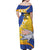 Torba Province Family Matching Off Shoulder Maxi Dress and Hawaiian Shirt Vanuatu Pattern Crocodile - Plumeria Flag Color