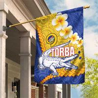 Torba Province Garden Flag Vanuatu Pattern Crocodile - Plumeria Flag Color LT14 House Flag Yellow - Polynesian Pride