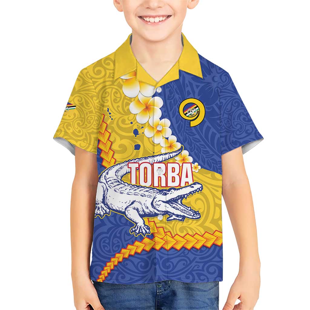 Torba Province Kid Hawaiian Shirt Vanuatu Pattern Crocodile - Plumeria Flag Color LT14 Kid Yellow - Polynesian Pride