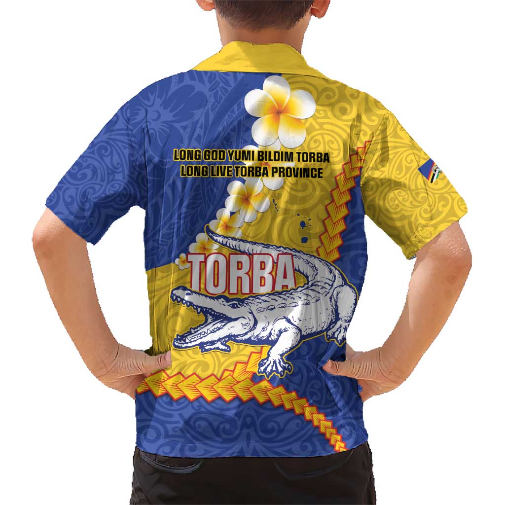 Torba Province Kid Hawaiian Shirt Vanuatu Pattern Crocodile - Plumeria Flag Color LT14 - Polynesian Pride