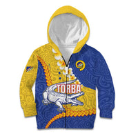 Torba Province Kid Hoodie Vanuatu Pattern Crocodile - Plumeria Flag Color LT14 Zip Hoodie Yellow - Polynesian Pride