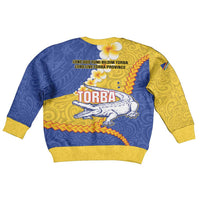 Torba Province Kid Ugly Christmas Sweater Vanuatu Pattern Crocodile - Plumeria Flag Color LT14 - Polynesian Pride