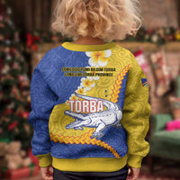 Torba Province Kid Ugly Christmas Sweater Vanuatu Pattern Crocodile - Plumeria Flag Color LT14 - Polynesian Pride