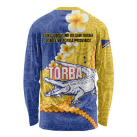 Torba Province Long Sleeve Shirt Vanuatu Pattern Crocodile - Plumeria Flag Color LT14 - Polynesian Pride