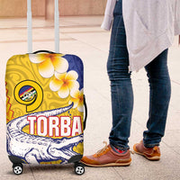 Torba Province Luggage Cover Vanuatu Pattern Crocodile - Plumeria Flag Color LT14 Yellow - Polynesian Pride