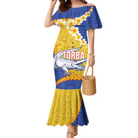 Torba Province Mermaid Dress Vanuatu Pattern Crocodile - Plumeria Flag Color LT14 Women Yellow - Polynesian Pride