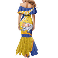 Torba Province Mermaid Dress Vanuatu Pattern Crocodile - Plumeria Flag Color LT14 - Polynesian Pride